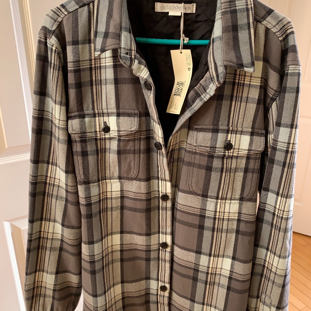 Outerknown Mens Rambler Shirt Jacket in Gunmetal Sayulita Plaid
